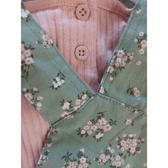 Girls overall outfit 3T Green Flowers Little Lass - Picture 5 of 5